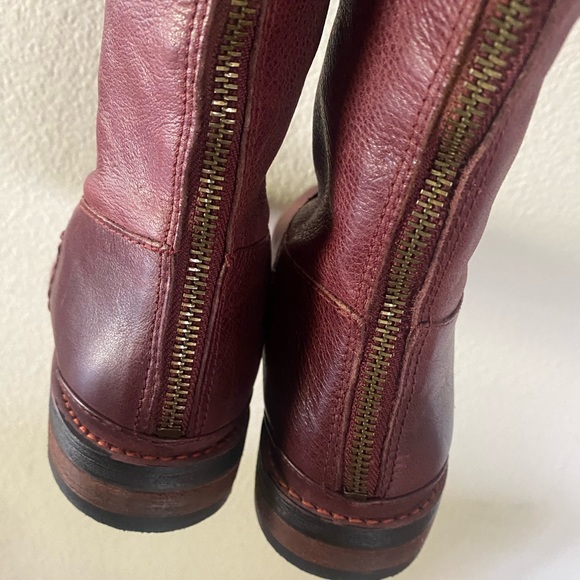 FRANCO SARTO Womens Maroon Pull Tab Meyer Round Toe Leather Riding Boot, 9 - Picture 7 of 7